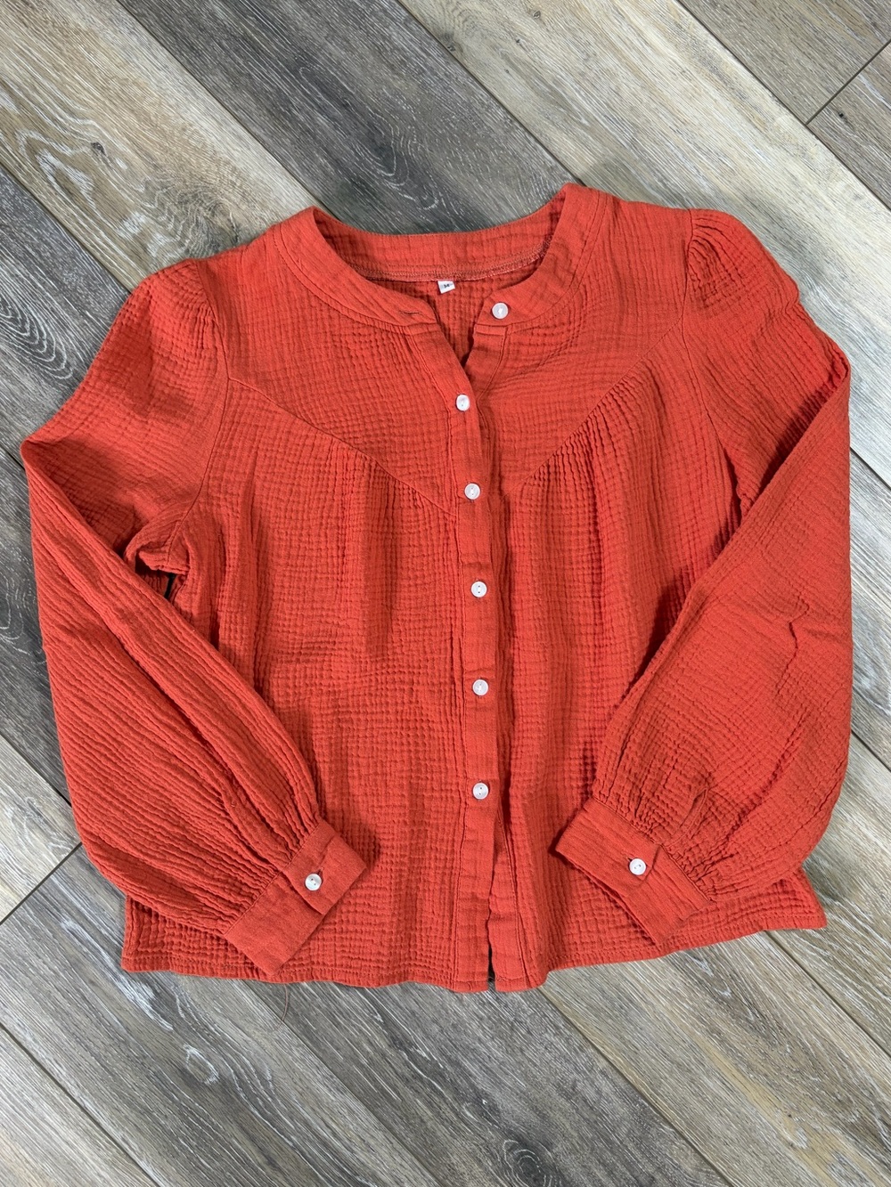 Women’s Button-Front Gauze Textured Viscose Blouse NWOT